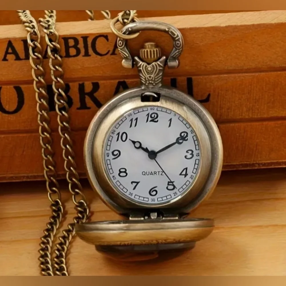 Gone Fishing Silver Pocket Watch